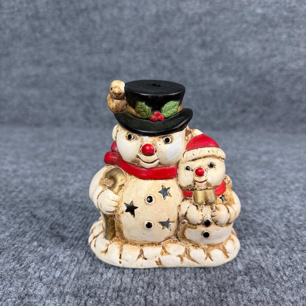 Vintage Snowman Candle Holder Porcelain Winter Tea Light German Christmas Decor - Picture 2 of 12
